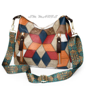 Premium Contrast Color Leather Tote Bag for Women Large Capacity